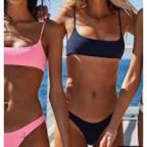 pipa triangle navy blue ribbed bikini